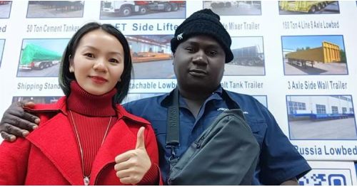 Gambia Customer Visit Tongya and Buy 3 Units of Flatbed Trailers