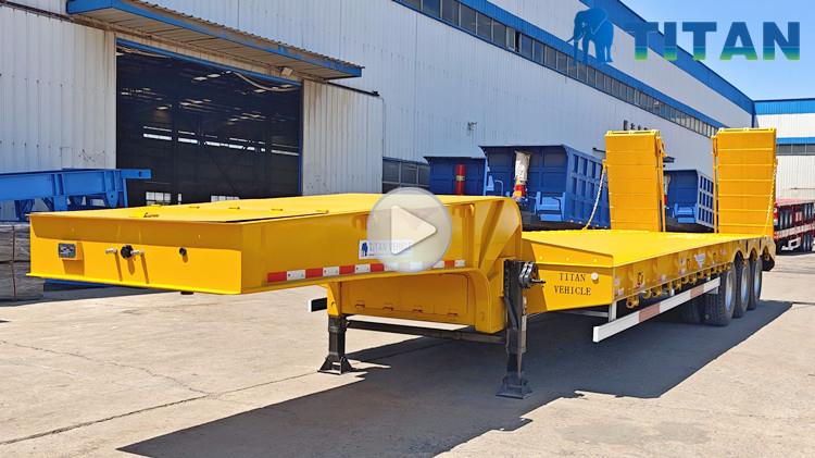 Tri Axle Low Bed Trailer with Folding Ramp in Angola