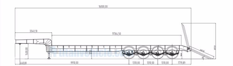 Tongya 4 axle lowbed semi trailer specification drawing
