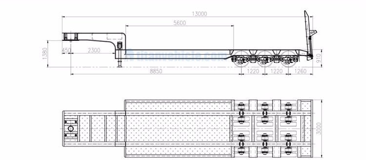 Tongya 3 line 6 axle low loader trailer technical parameter
