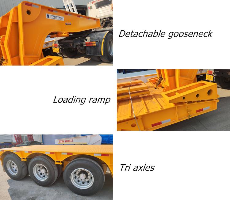 3 Axle Detach Lowboy Trailer for Sale of 50 to 60 Ton