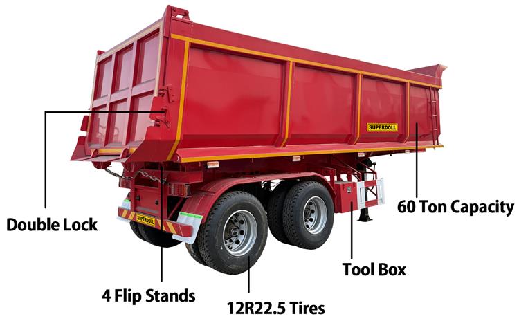 Superdoll 2 Axle Dump Trailer for Sale In Tanzania - Superdoll Tanzania